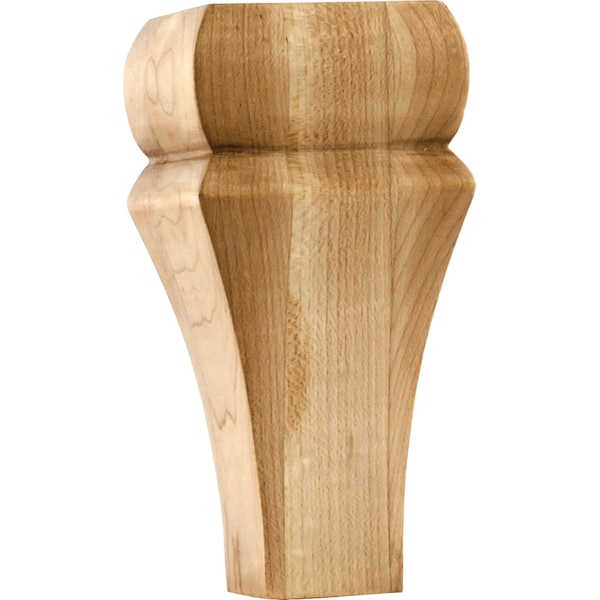 Hardware Resources 3" Wx3"Dx6"H Hard Maple Square Contemporary Bun Foot BF15-2-6-HMP - main